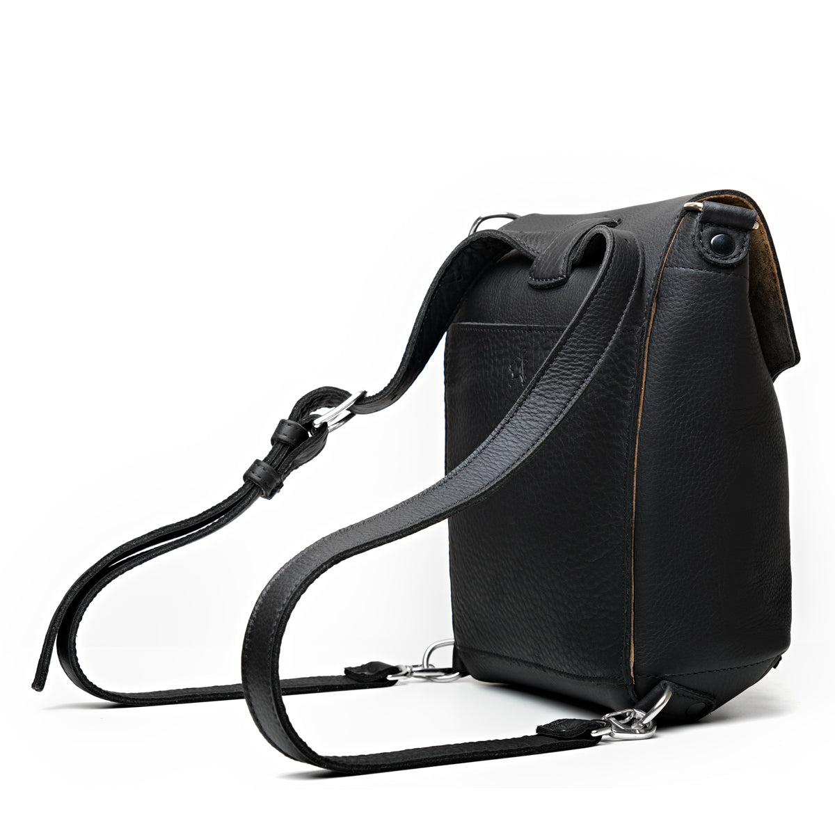 10" Convertible Crossbody in Black, angled back view with straps set up as a backpack