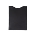 14" Vertical Laptop Sleeve in Black, back view with curved top opening and stitched edges