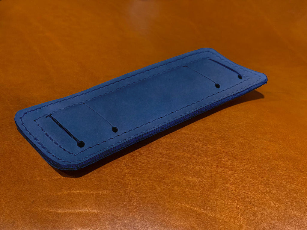 Freedom Collection Extra Shoulder Pad in Blue, underside with strap slots and snaps