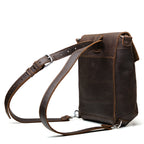 10" Convertible Crossbody in Dark Coffee Brown, angled back view with straps set up as a backpack