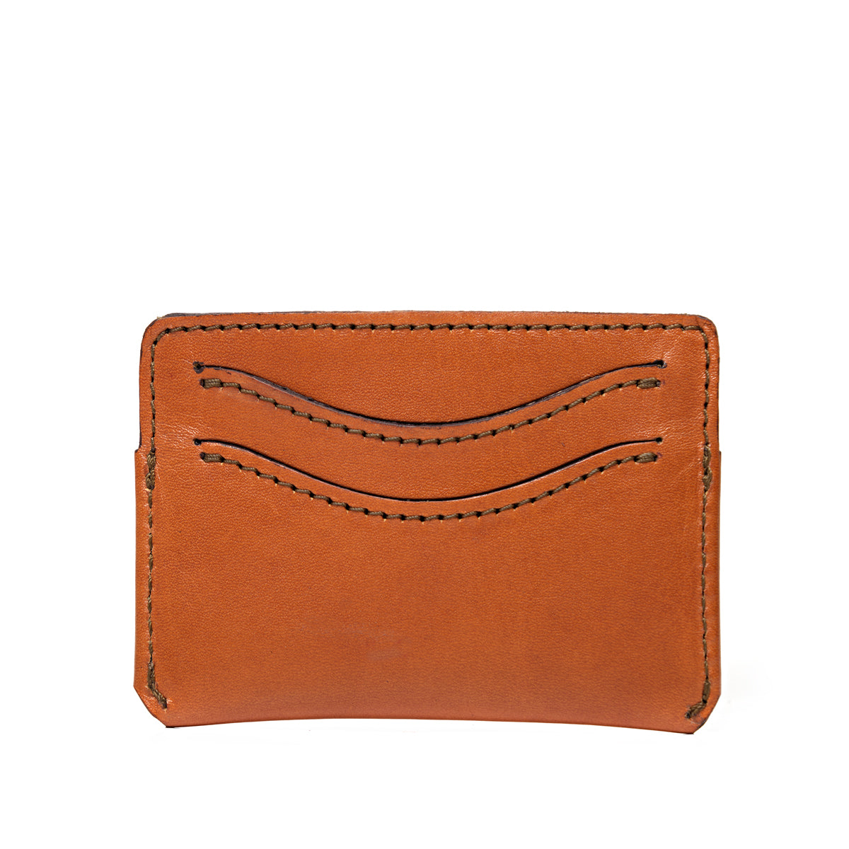 Newton Wallet in English Tan, back view with two curved card slots