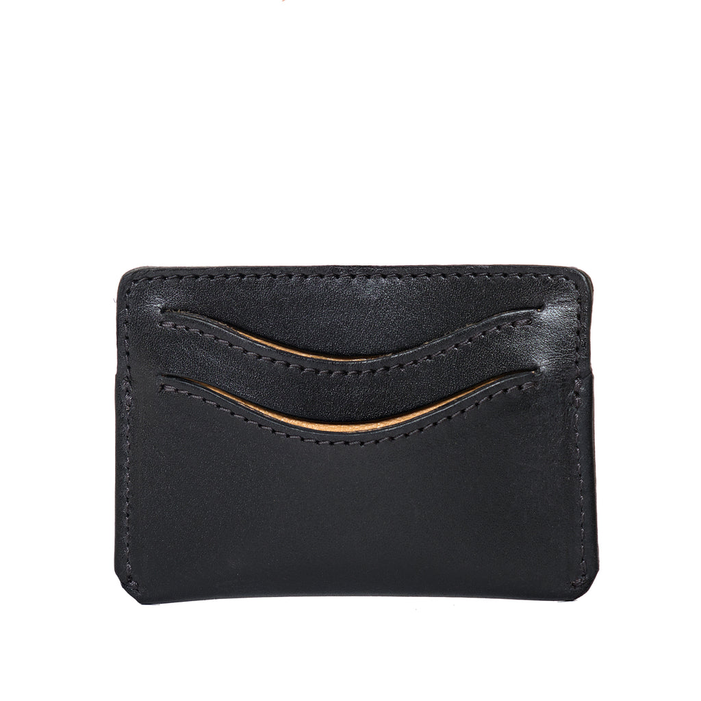 Newton Wallet in Raven Black, back view with two curved card slots