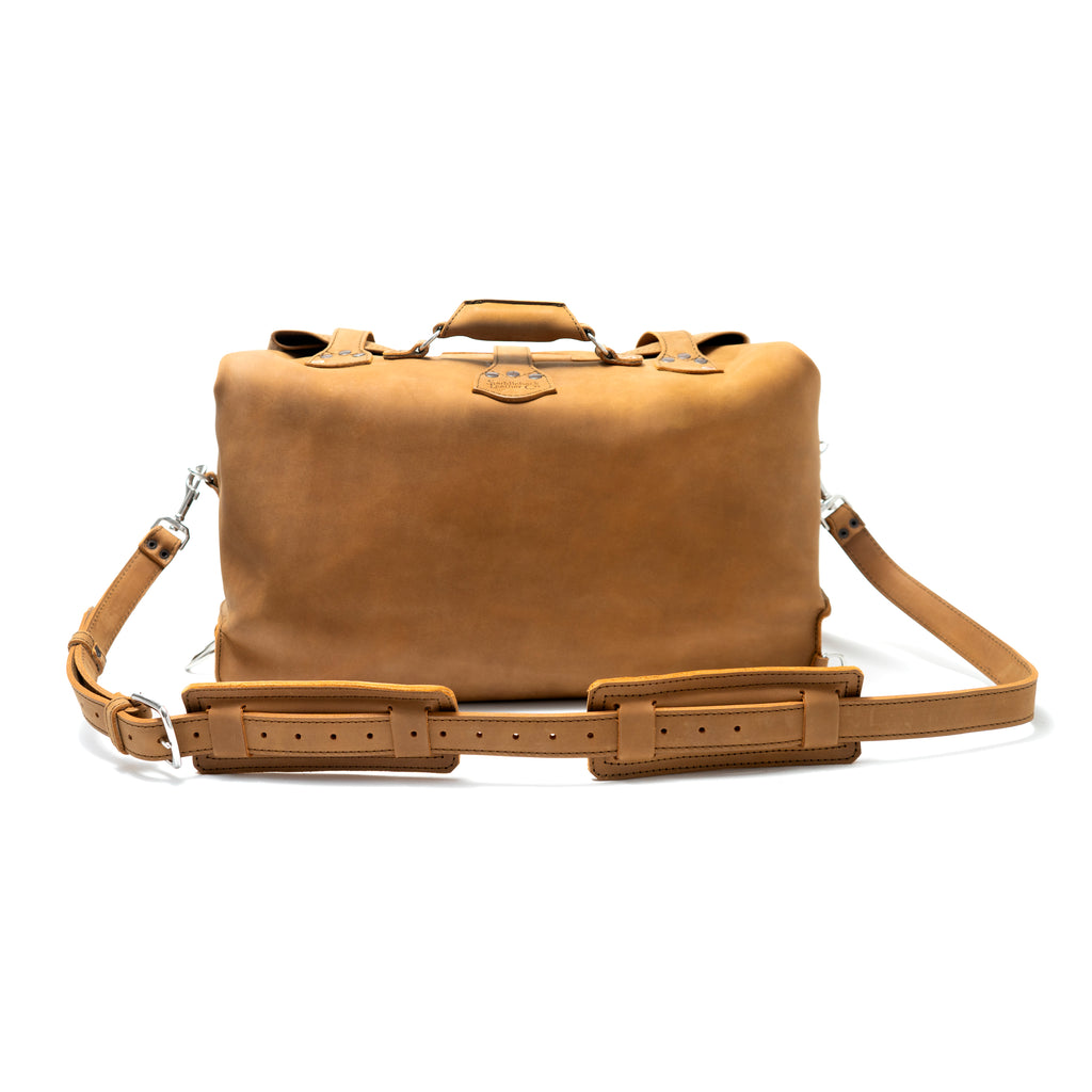 20" Waterbag in Tan, back view with padded adjustable shoulder strap