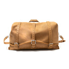 24" Waterbag in tan, front view with three buckle straps, top handle and shoulder strap