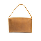 Auto Organizer Set wide leather organizer bag in Tobacco, back view with hanging strap raised