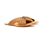 Martha Sandals in Tobacco, front side view of pair placed together with woven straps