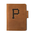 Leather Journal Cover - Pittsburgh Pirates in Tobacco, front cover with embossed Pirates P logo and pen loop