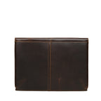 16" Document Holder in Dark Coffee Brown, back view with a center stitched seam