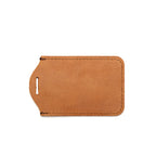 Lanyard & ID Holder in Tan, back view of ID badge holder with lanyard slot and stitched edges