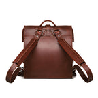 Big Mouth Leather Backpack in Chestnut, back view with shoulder straps and top handle