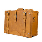 Grandfather Carry On in Tobacco, angled front view with buckle straps and side strap ring