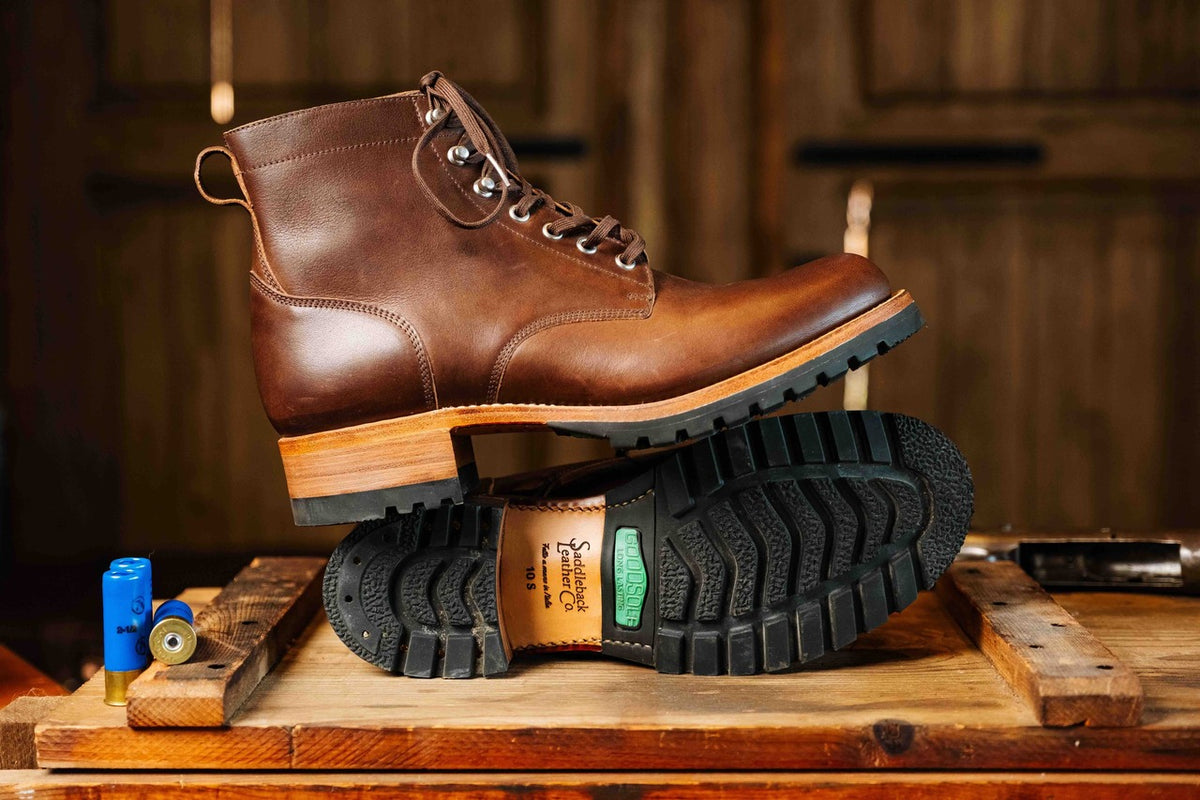 High-quality dark brown boots showing the side view