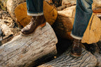 High-quality dark brown boots showing on a model