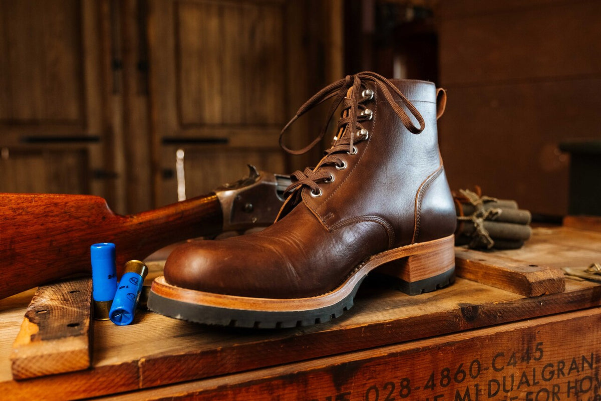 High-quality dark brown boots showing the side view