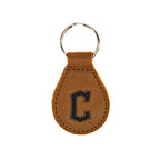Cleveland Guardians Leather Keychain in Tobacco with C logo and silver key ring, front view