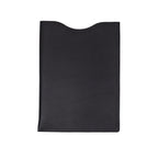 16" Vertical Laptop Sleeve in Black, back view with curved top opening and stitched edges