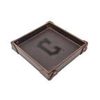 Cleveland Guardians Leather Valet Tray in Dark Coffee Brown with riveted corners and embossed C logo