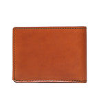 William Penn Bifold Wallet in English Tan, closed back view with stitched edges
