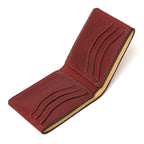 William Penn Bifold Wallet in Oxblood, open view showing the curved interior card slots