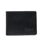 William Penn Bifold Wallet in Raven Black, closed front view with debossed Saddleback Leather Co. logo
