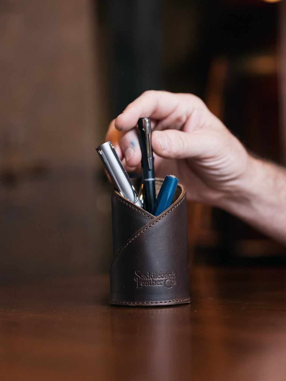 Leather Pen Cup Holder