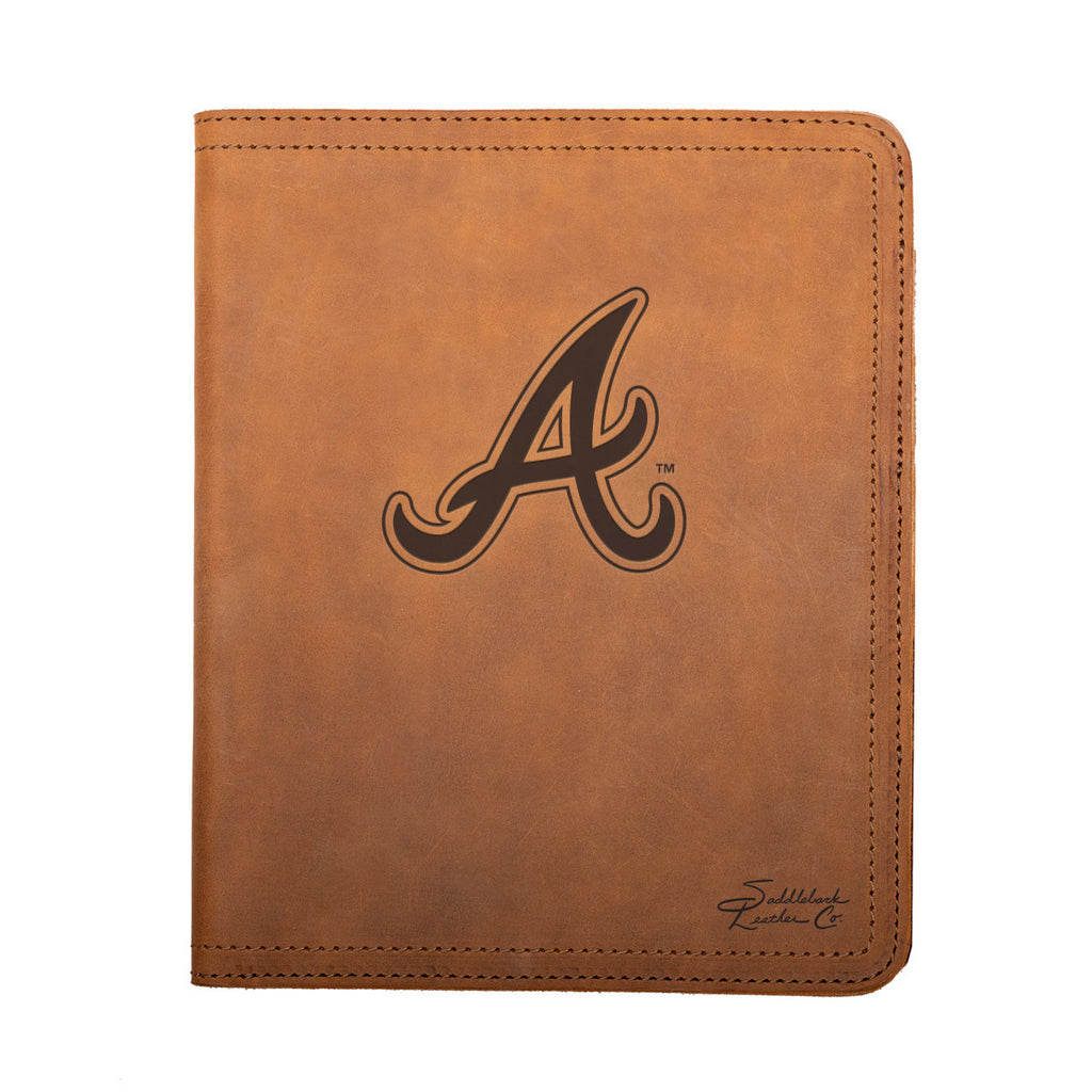 Leather Portfolio - Atlanta Braves in Tobacco, front cover with embossed Braves A logo