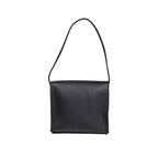 Leather Organizer Bag in Black, back view hanging from its leather strap