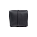 Leather Organizer Bag in Black, back view showing the vertical leather strap