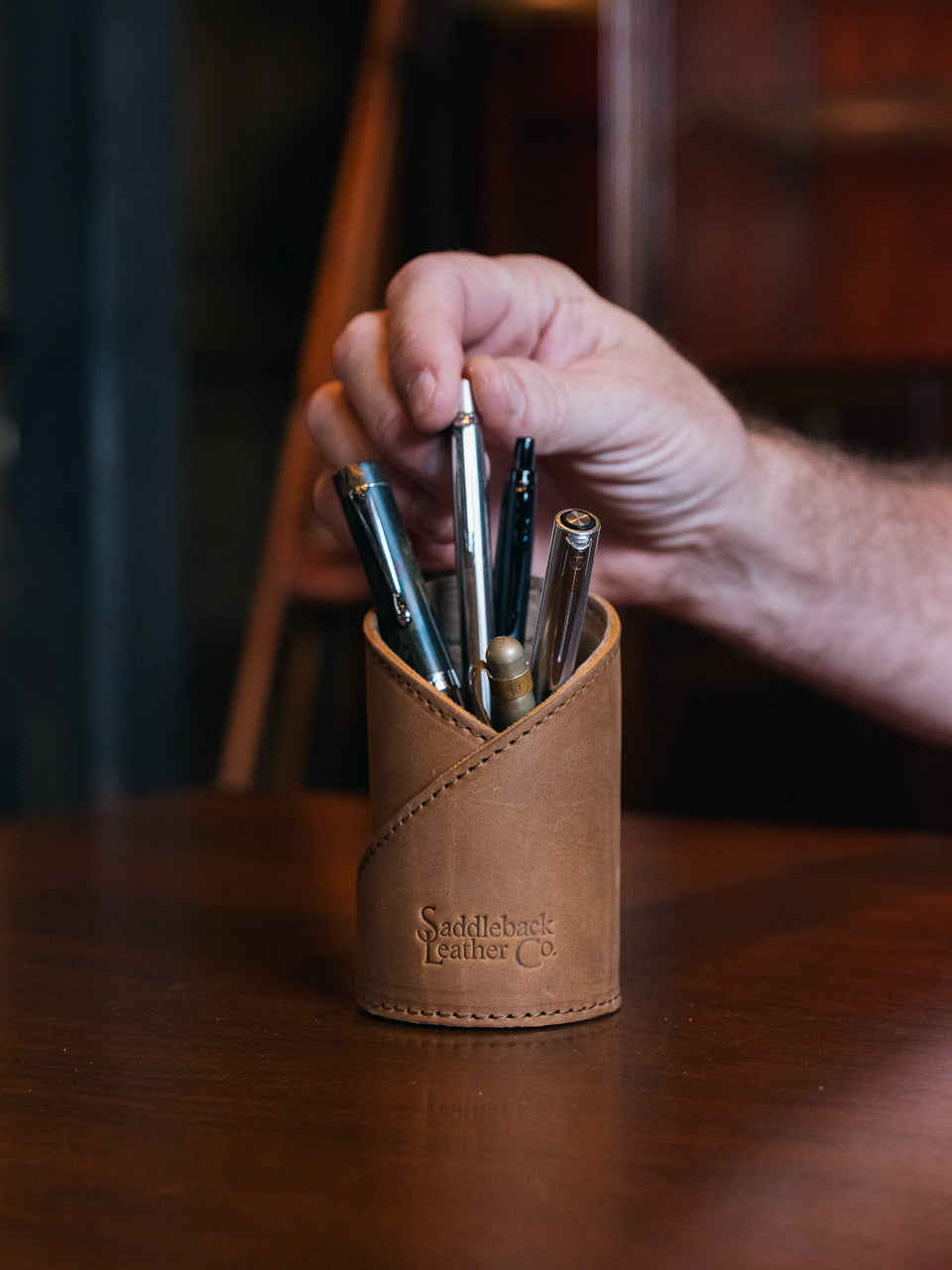 Leather Pen Cup Holder