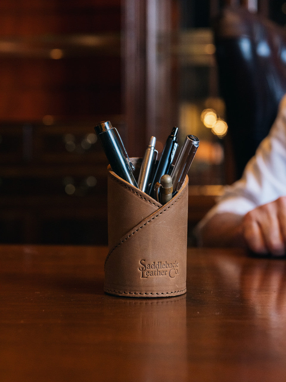 Leather Pen Cup Holder