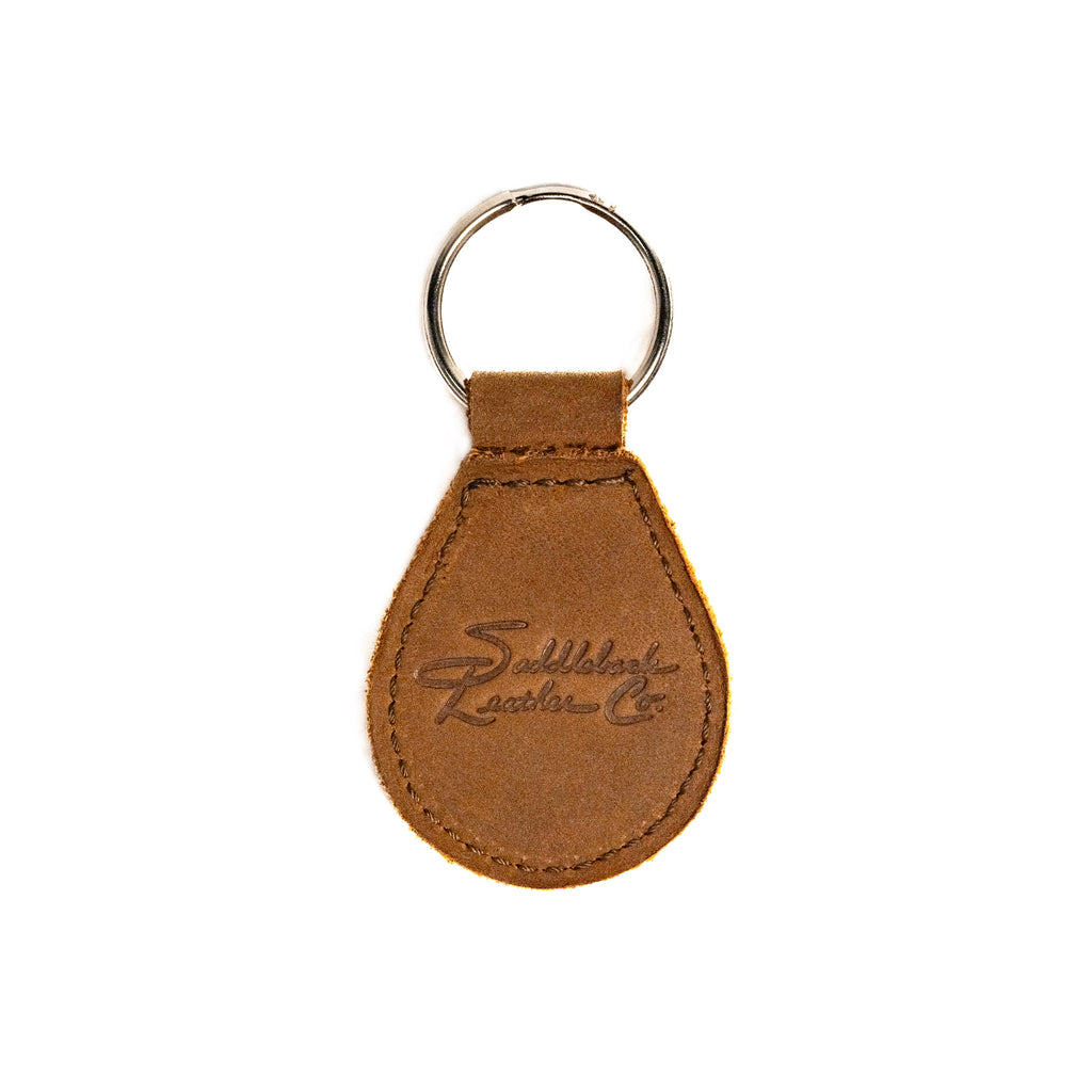 Pittsburgh Pirates Leather Keychain in Tobacco, back view with embossed Saddleback Leather Co. logo