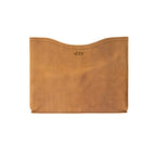 Auto Organizer Set leather seat gap filler in Tobacco, front view of the curved-top sleeve with small logo