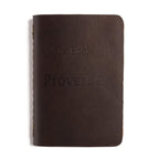 Leather Pocket Bible, Book of Proverbs in Dark Coffee Brown, front cover with embossed title