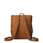 16" Drawstring Backpack in Tobacco, back view with shoulder straps and top carry handle