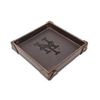 New York Mets Leather Valet Tray in Dark Coffee Brown with riveted corners and embossed NY logo